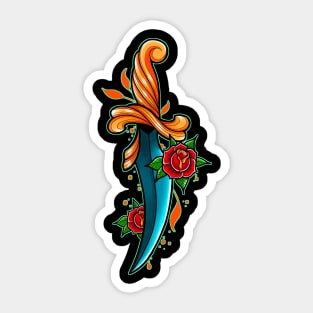 Traditional Tattoo Rose & Dagger Sticker